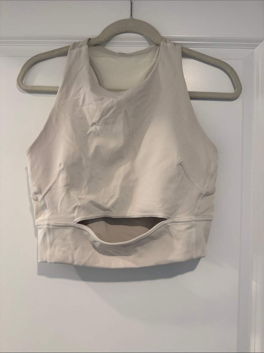 lululemon athletica Cream High-Neck Cutout Crop Tank